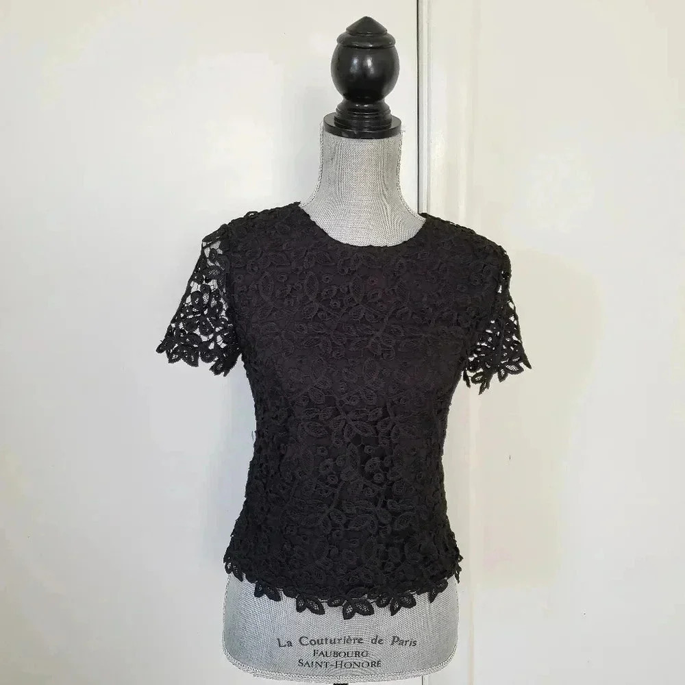 Catherine Malandrino Black Crochet LACE Tank Top B